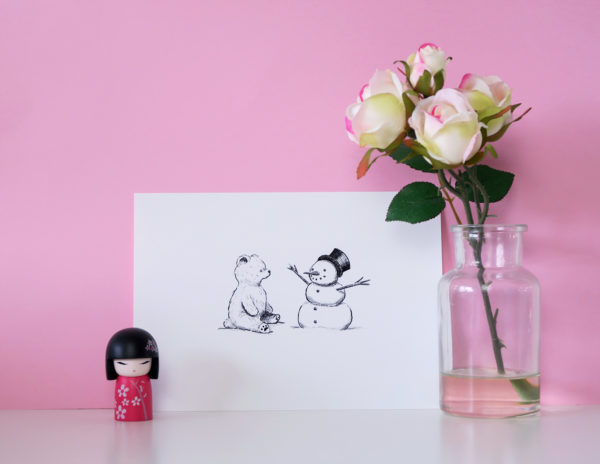 Art Print - Bear & Snowman - Image 2