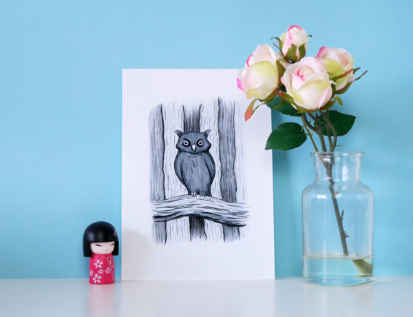 Art Print - Dark Woodland Owl - Image 2