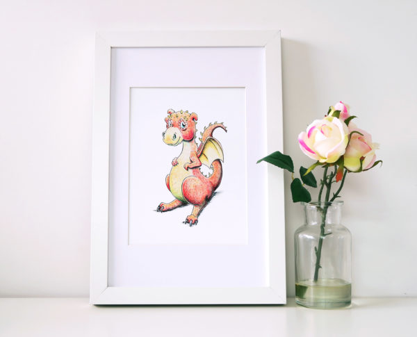 Art Print - Cute Orange Dragon - Image 2