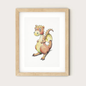 Art Print - Cute Orange Dragon