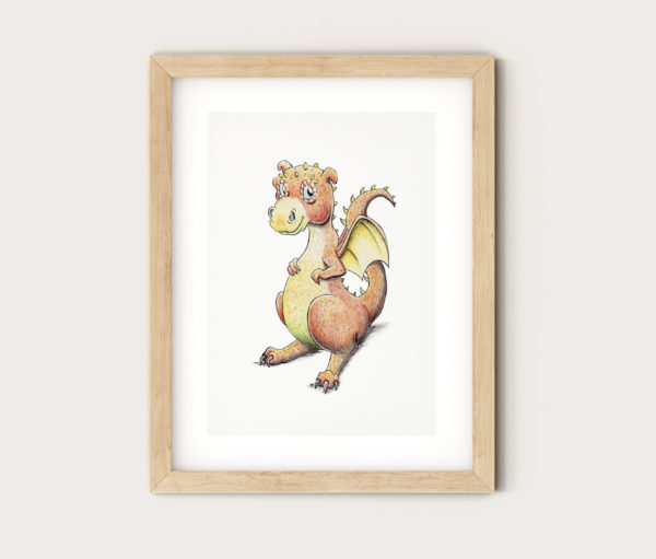 Art Print - Cute Orange Dragon