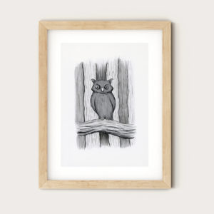 Art Print - Dark Woodland Owl