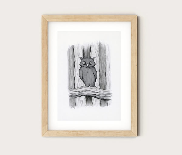 Art Print - Dark Woodland Owl