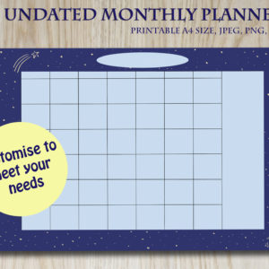 Starry Sky A4 Printable Undated Monthly Planner